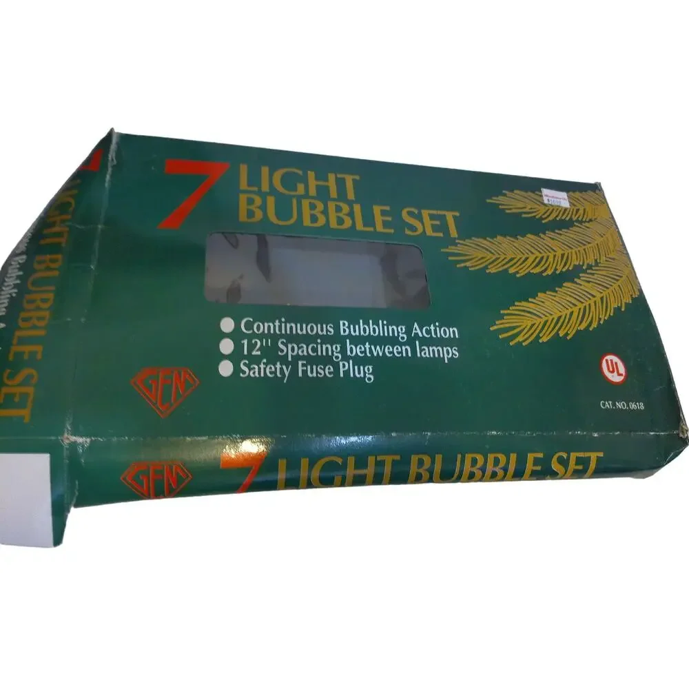 Vintage GEM 7 Light Bubble Set Christmas Holidays Red Green READ AS IS